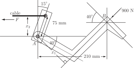 A diagram illustrating the force and dimensional relationships in a brake pedal mechanism.