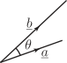 The image shows two vectors, \(\vec{a}\) and \(\vec{b}\), originating from the same point and forming an angle \(\theta\) between them.