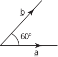 A diagram showing two vectors, labeled \(a\) and \(b\), originating from the same point with an angle of \(60\) degrees between them.